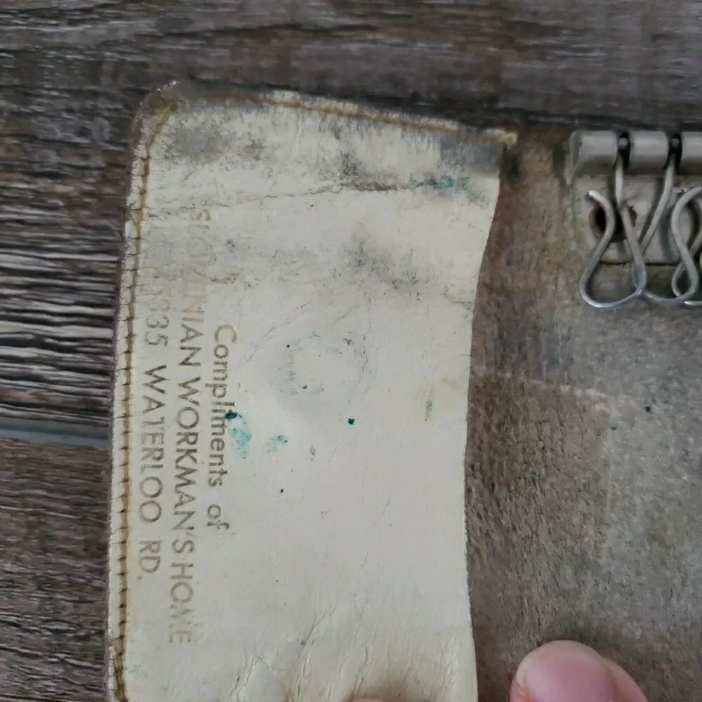 Vintage Leather Zipper Spring Temper Hook Key Card Holder Antique VTG